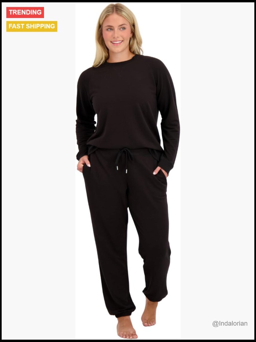 French Terry Blend Jogger Lounge Set, Long Sleeve Pullover & Pants